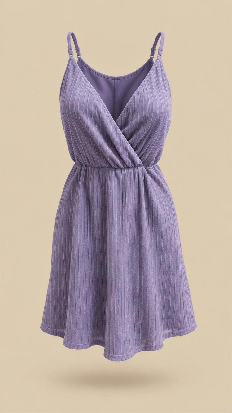 Living Doll Dress Womens Size 1 Purple Glitter Pleat V-Neck